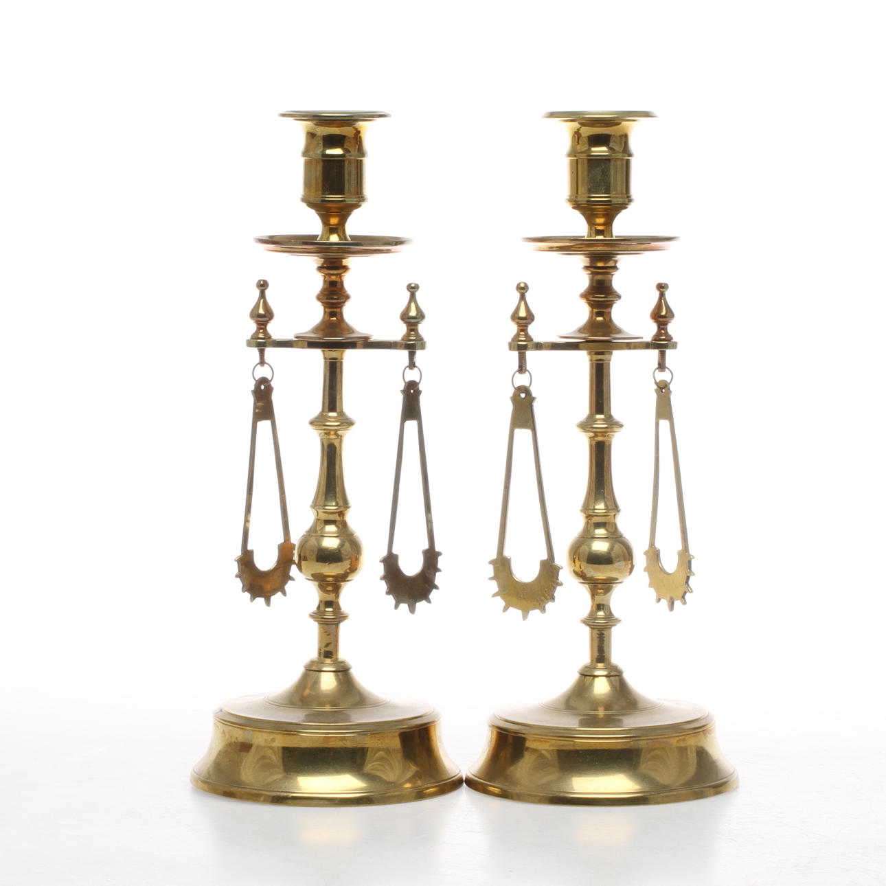 LJUSSTAKAR, Ett par, mässing, Carl Keijser & Co, Västerås, 1900-tal.