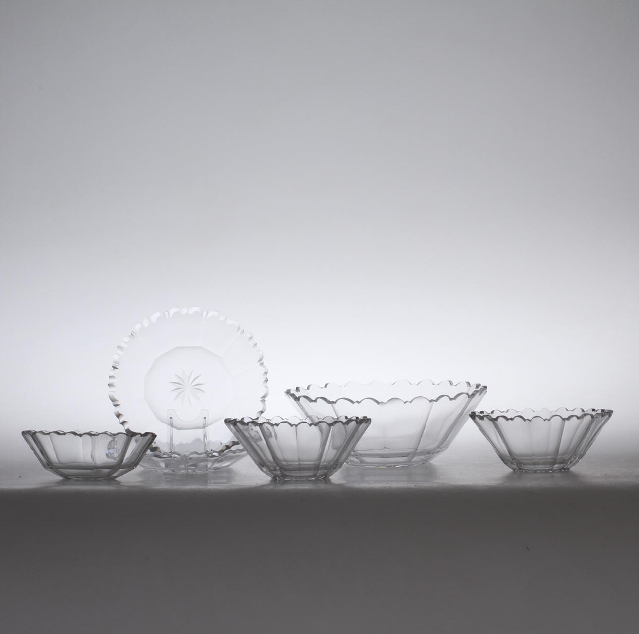 PARTI GLAS, 6 delar, mestadels Kosta, 1800/1900-tal.