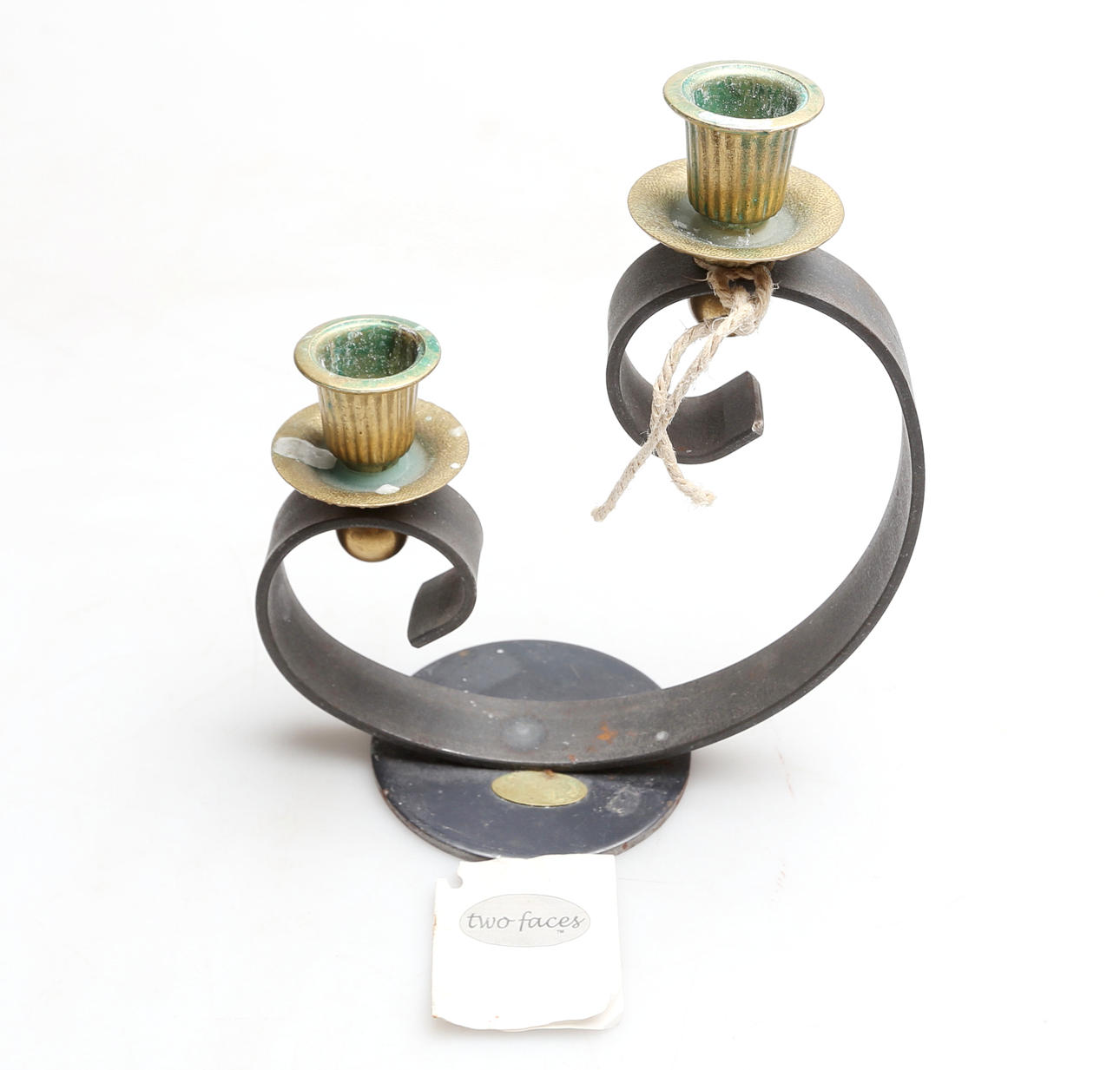 LJUSSTAKE, metall, Two faces, 1900-tal.