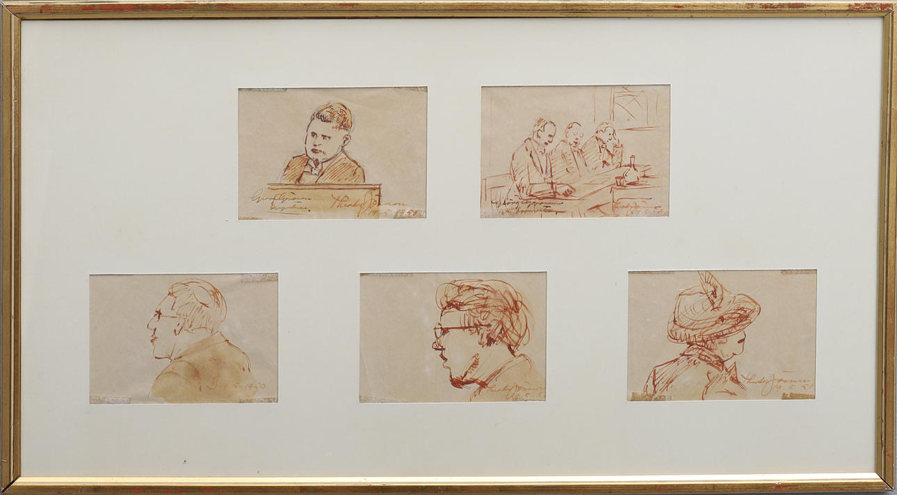 THEODOR JÖNSSON. PORTRAIT-SKIZZEN 5 STK.