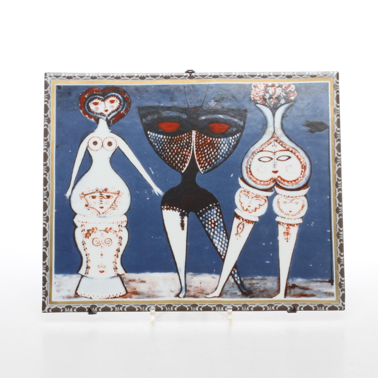 VÄGGPLAKETT, keramik, "Porslinskvinnorna och det mörka hjärtat", Max Walter Svanberg, Röstrand.