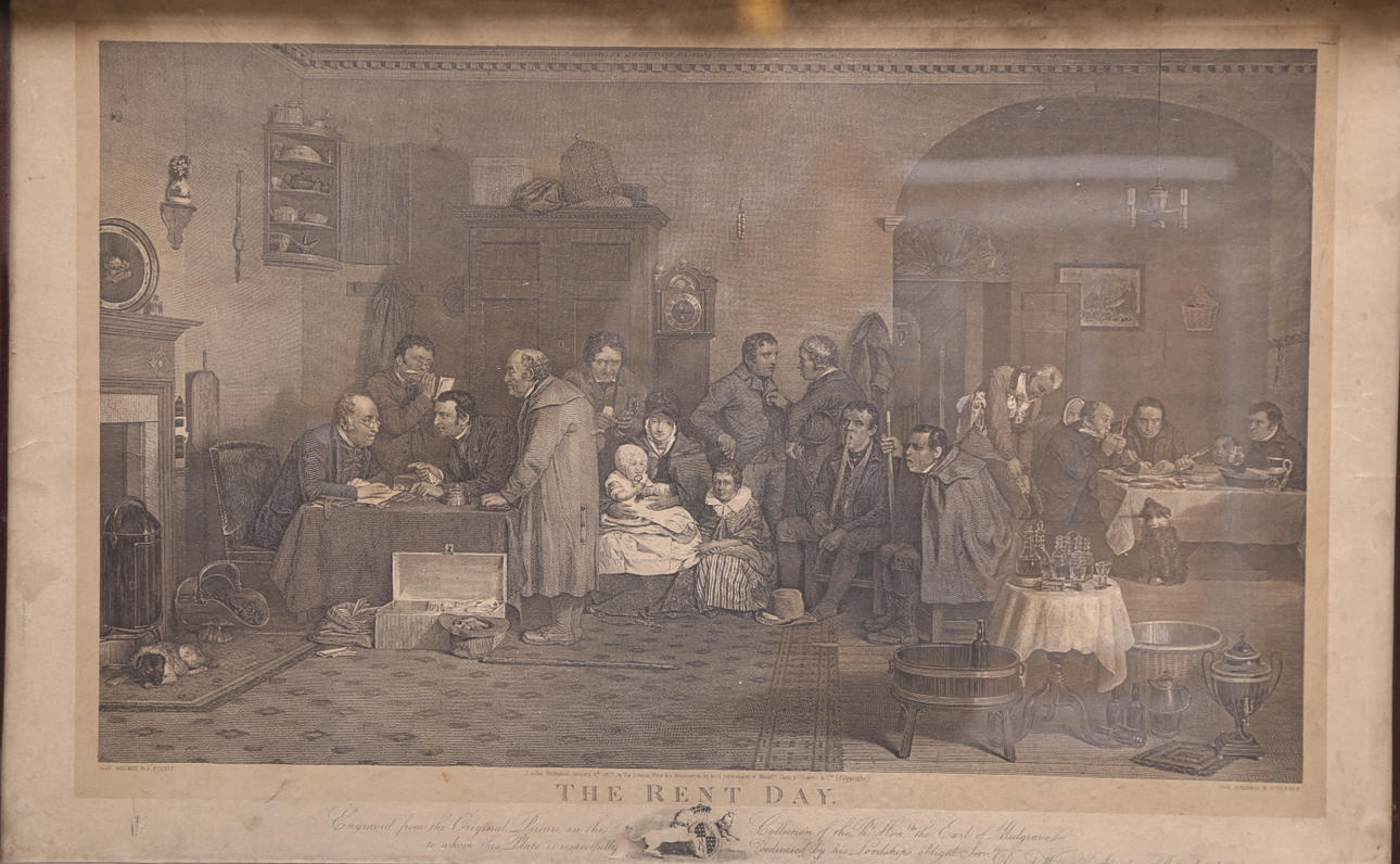 DAVID WILKIE. EFTER. TRYCK av GRAVYR "The Rent Day", Abr. Raimbach.