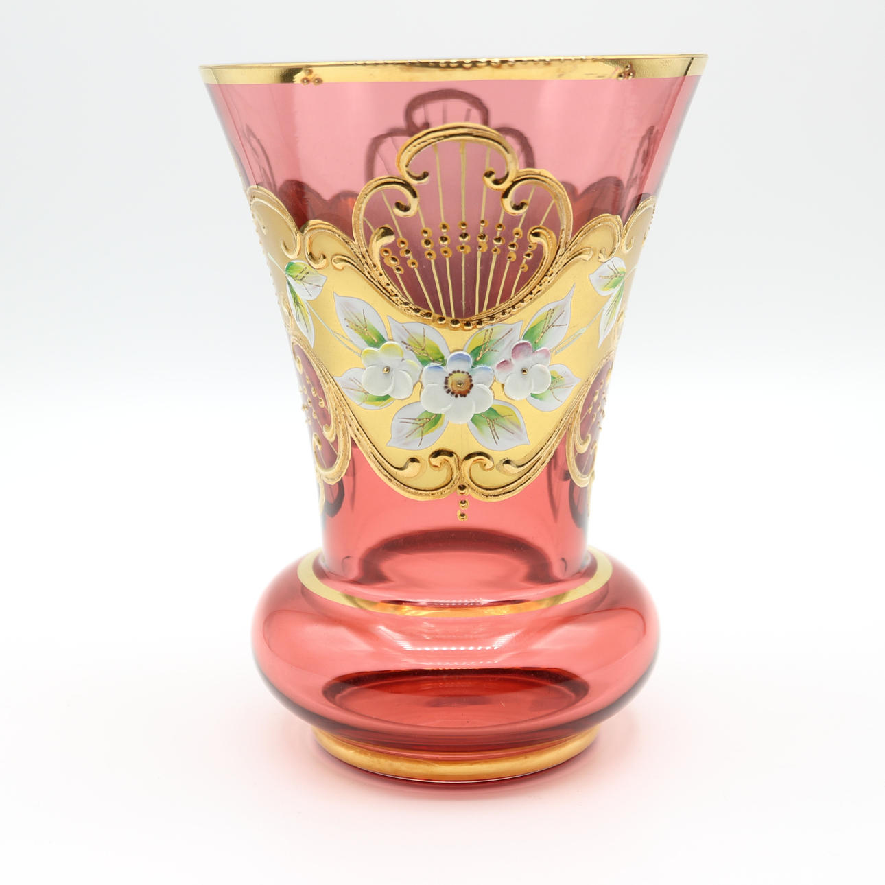 BOHEMISKT GLAS MUGG MED EMEIL MÅLNING.