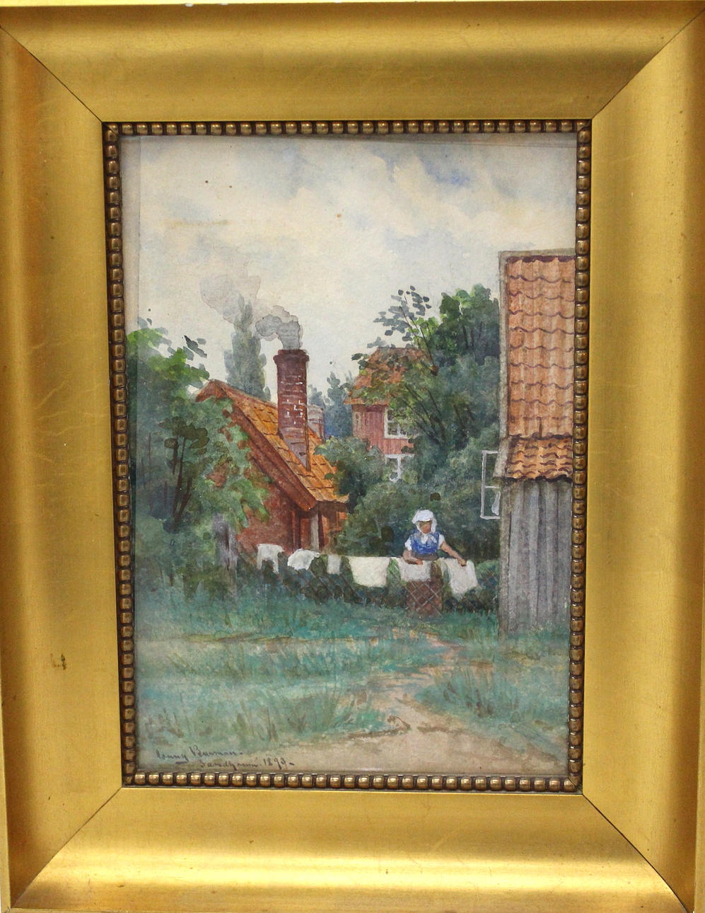 CONNY BURMAN. akvarell, motiv från Sandhamn signerad och daterad 1893.