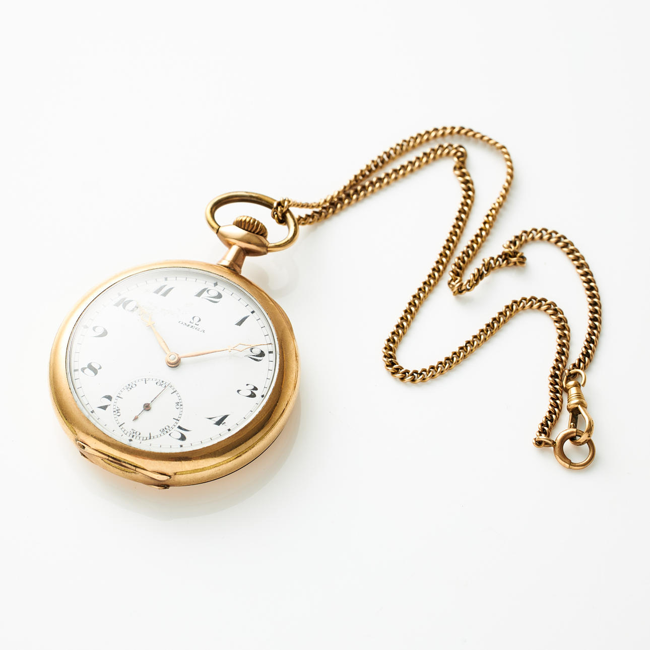 OMEGA, pocket watch, gold double, circa 1910.