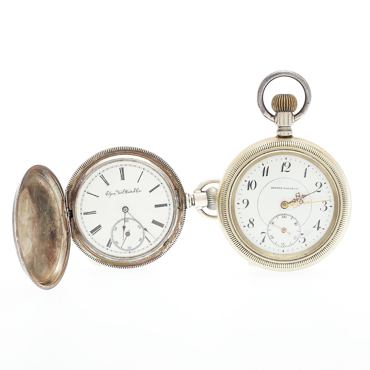 POCKET WATCH, 2 pcs, silver etc., Boston Watch, Elgin.