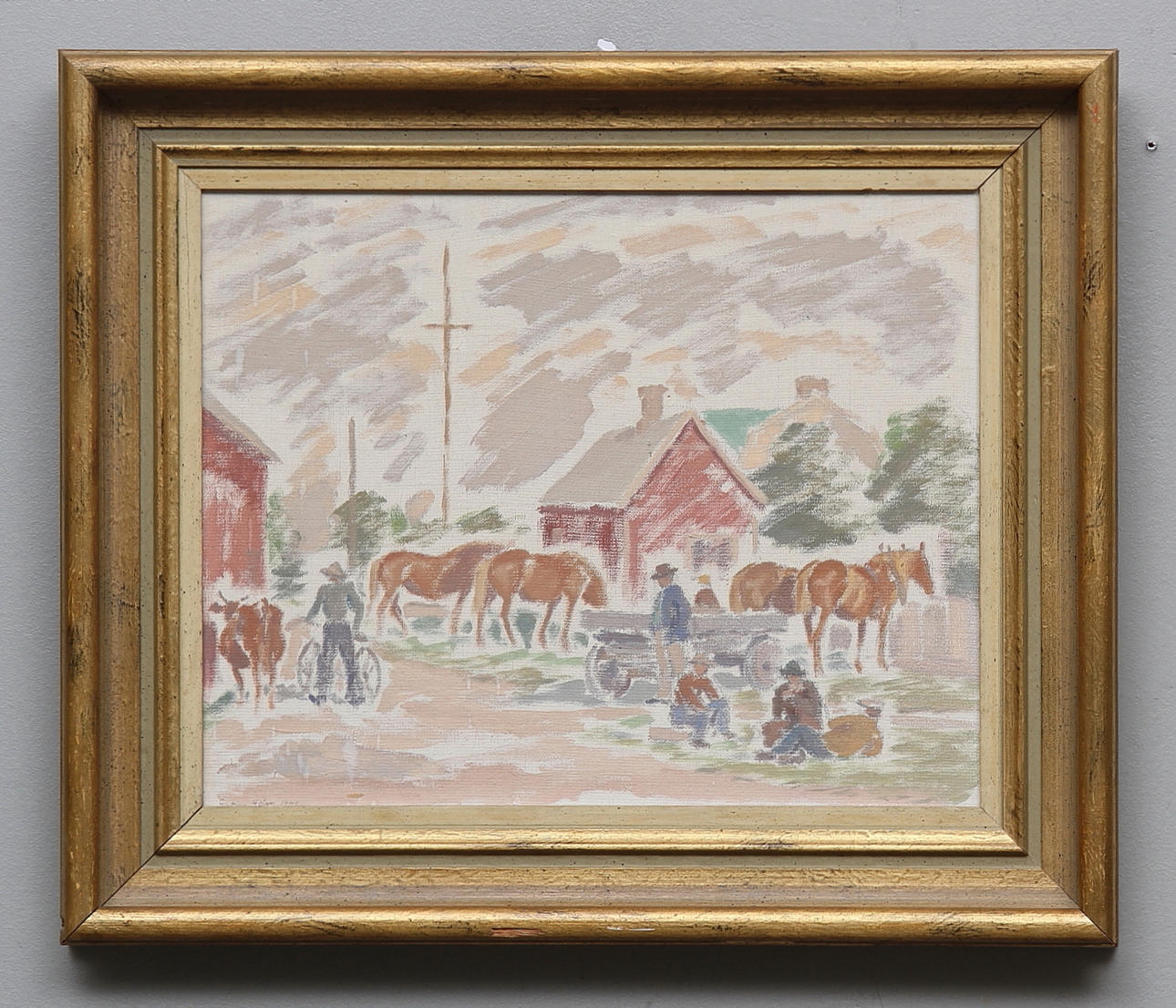 GUDRUN HOLM. Olja på pannå, signerad och daterad 1949.