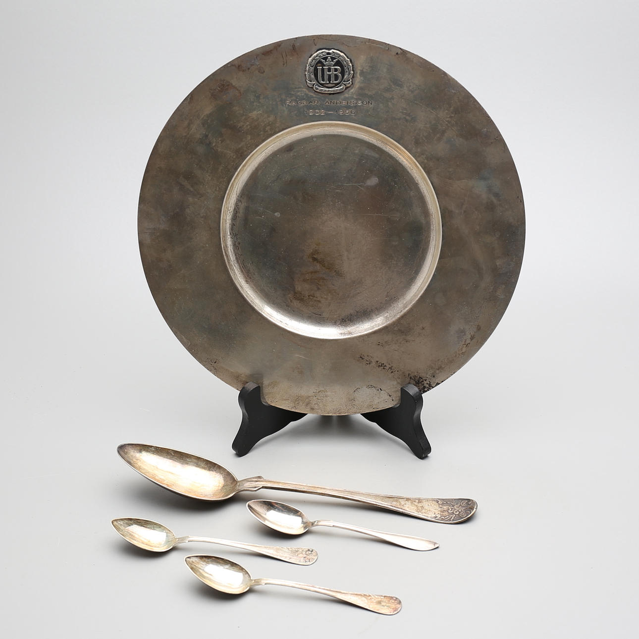 SILVER, 5 delar, 586 g, fat och 4 skedar, 18/1900-tal.