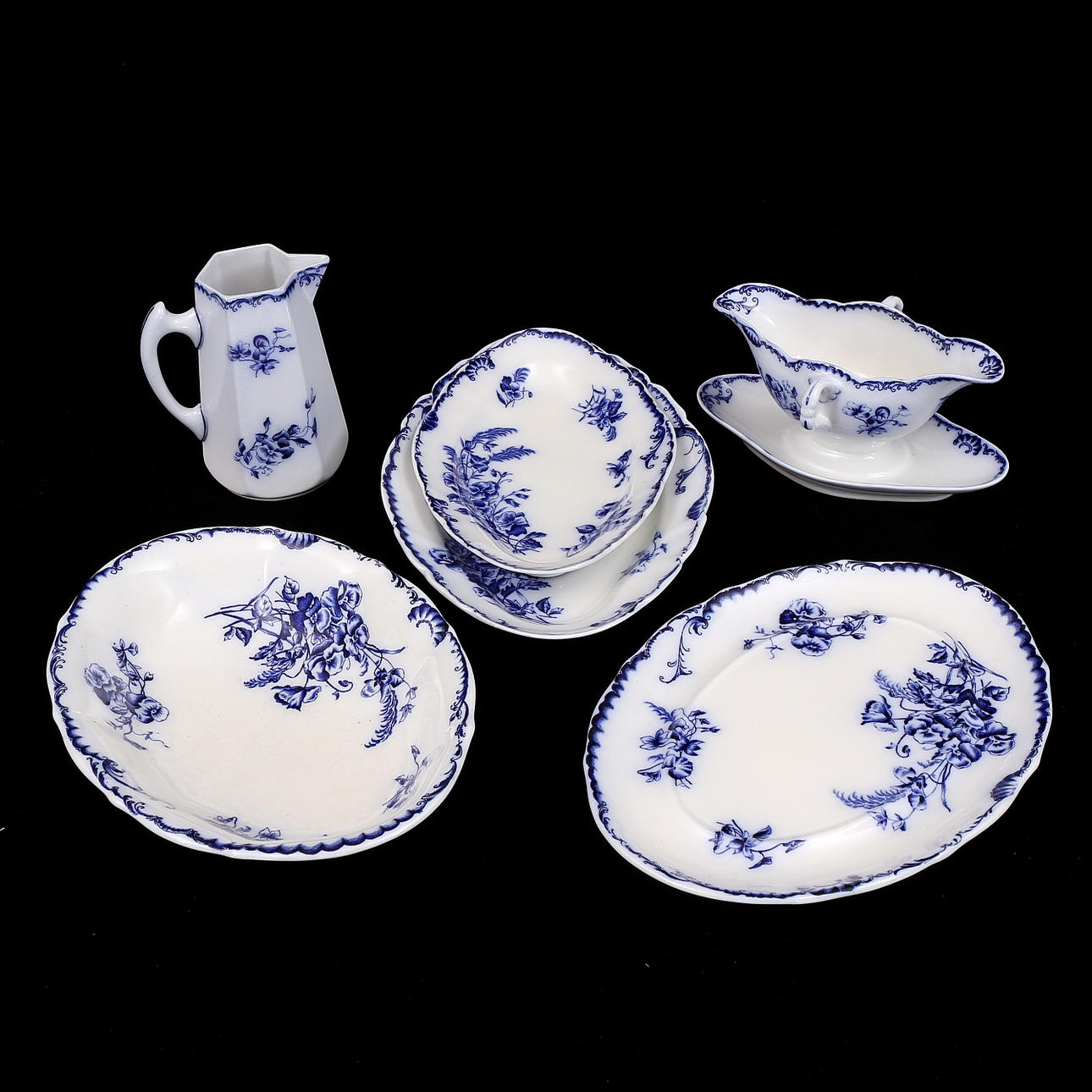 SERVISDELAR, 6 st, porslin, "Pense", Rörstrand.