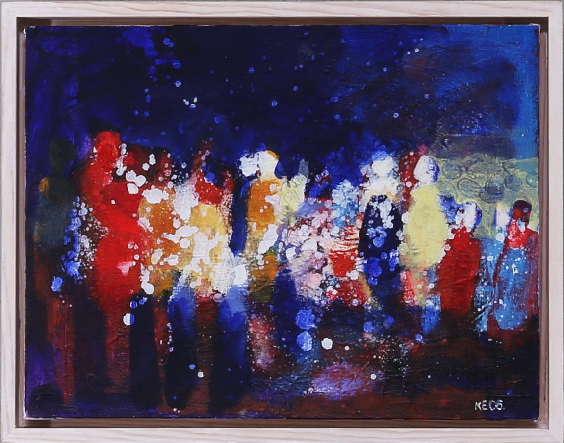 KERSTIN ERIKSSON. Folksamlingen, olja på duk, signerad o daterad KE06.