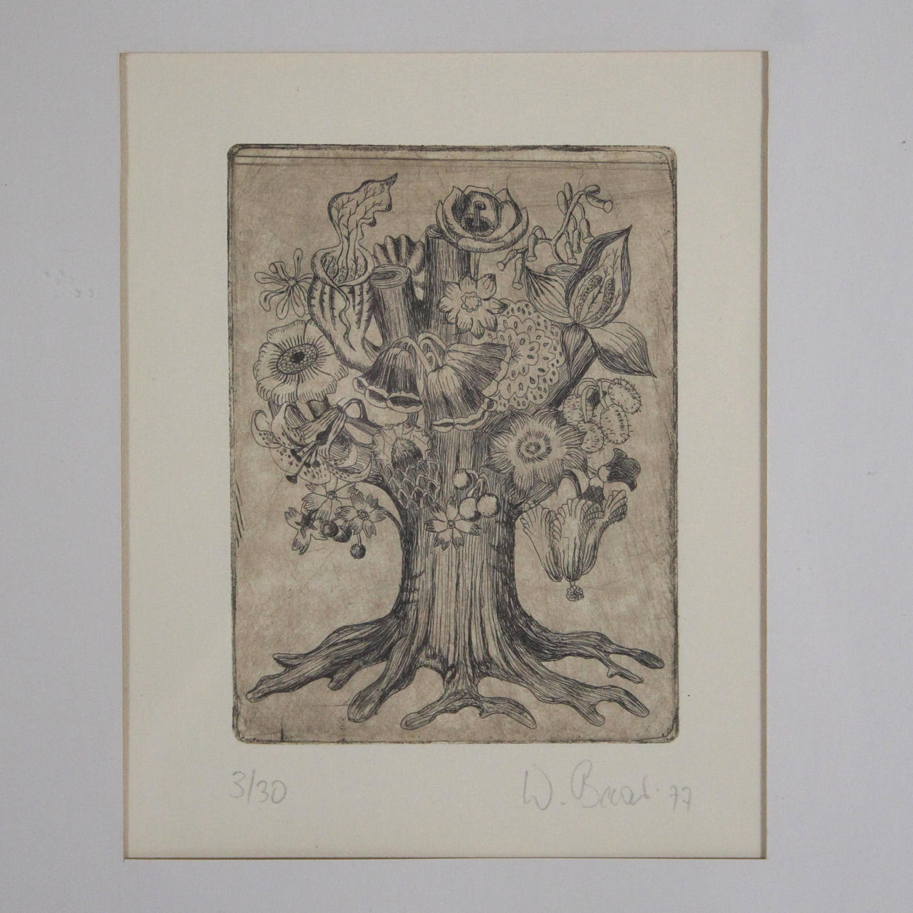 W. BAAR. ”Vilda blommor”, etsning, Ed. 3/30, 1977.