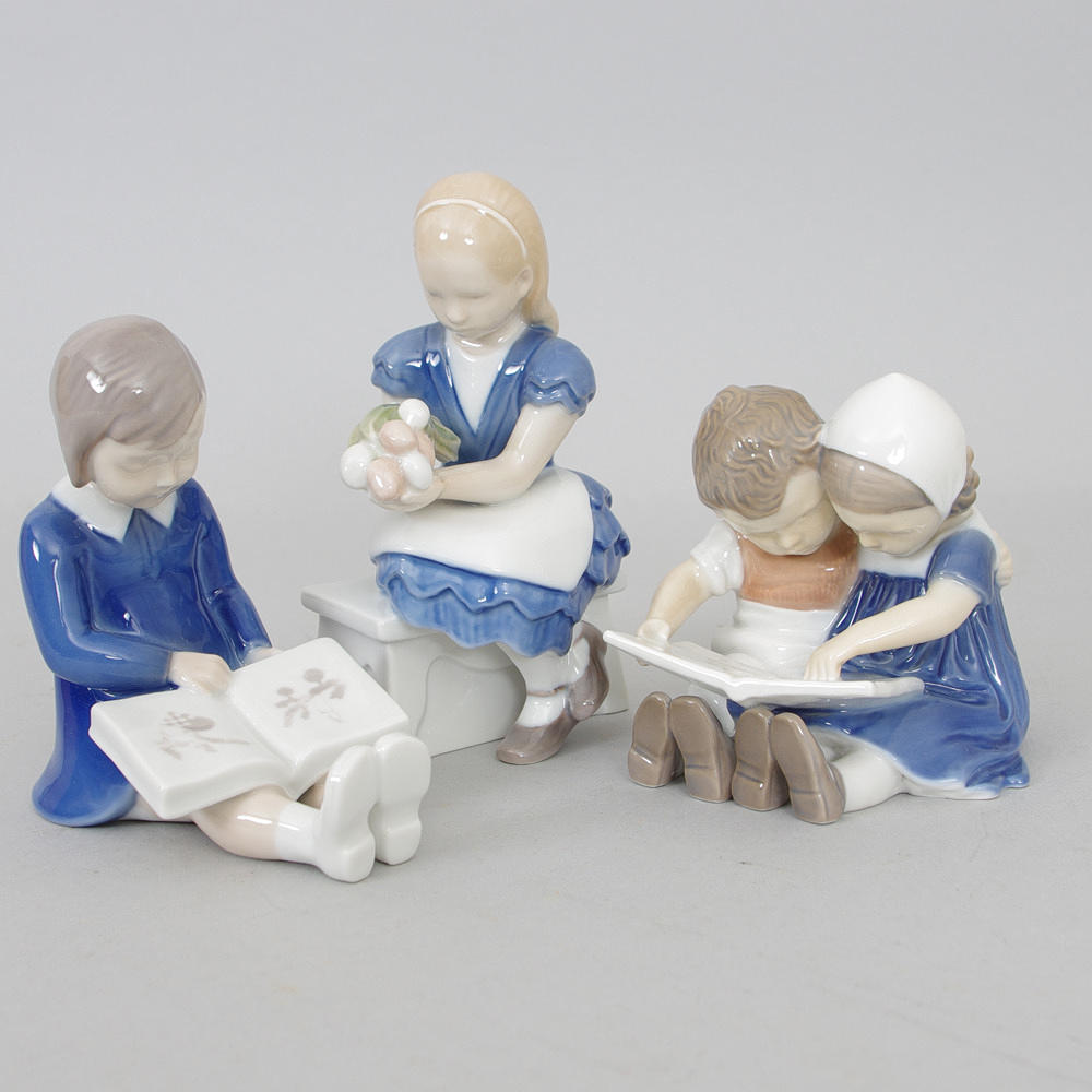 FIGURINER, 3 stycken, porslin, Bing & Gröndal.