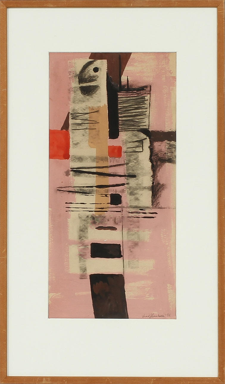 LEIF KNUDSEN. Komposition, akvarell, sign o dat -56.