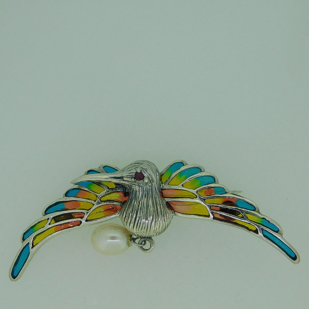 SILVER HUMMINGBIRD BROOCH / PENDANT.