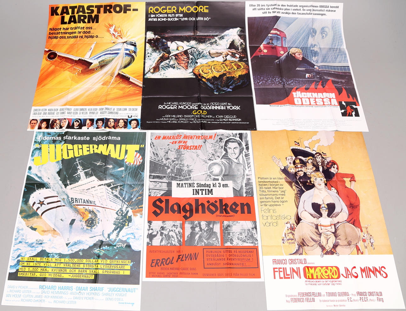 FILMAFFISCHER 6 st. Diverse, Äventyr, Katastroffilm, 1970-tal.