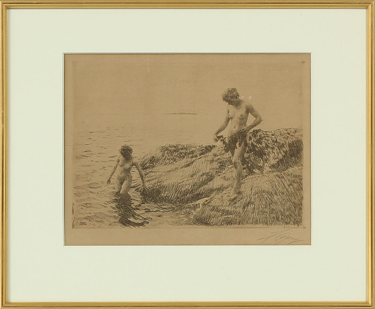 ANDERS ZORN. Outer cut, etching, sign.