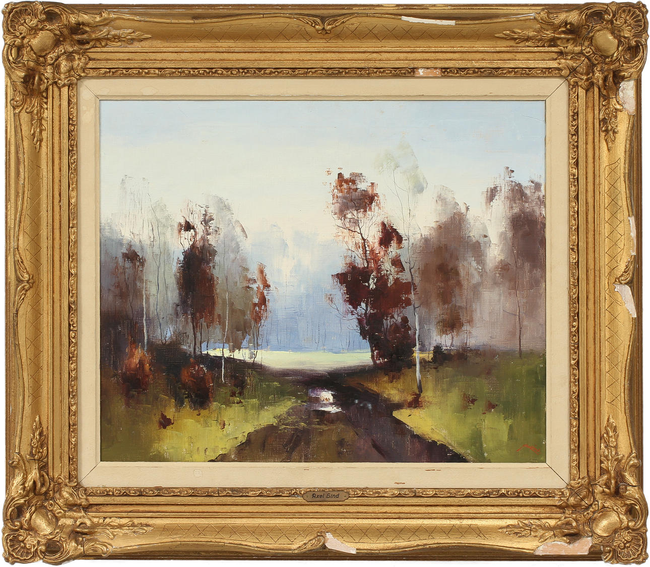 AXEL LIND. Landskap, olja på duk, signerad.