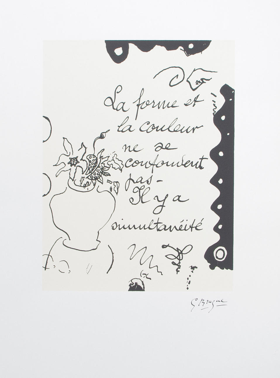 GEORGES BRAQUE. EFTER. Blomvas, litografiskt tryck.