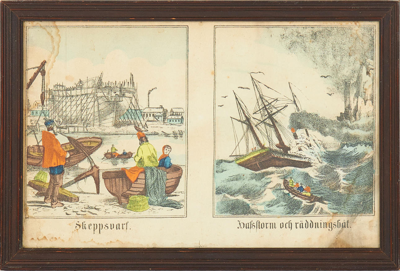 ILLUSTRATIONS from newspaper, 19th century, hand-colored.