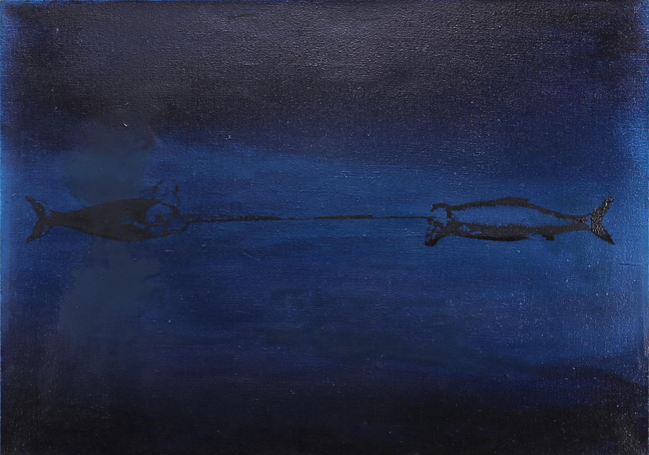 PER IVAR LINDEKRANTZ. "Havs enhörningar", olja på duk, signerad o daterad á tergo PIL -98.