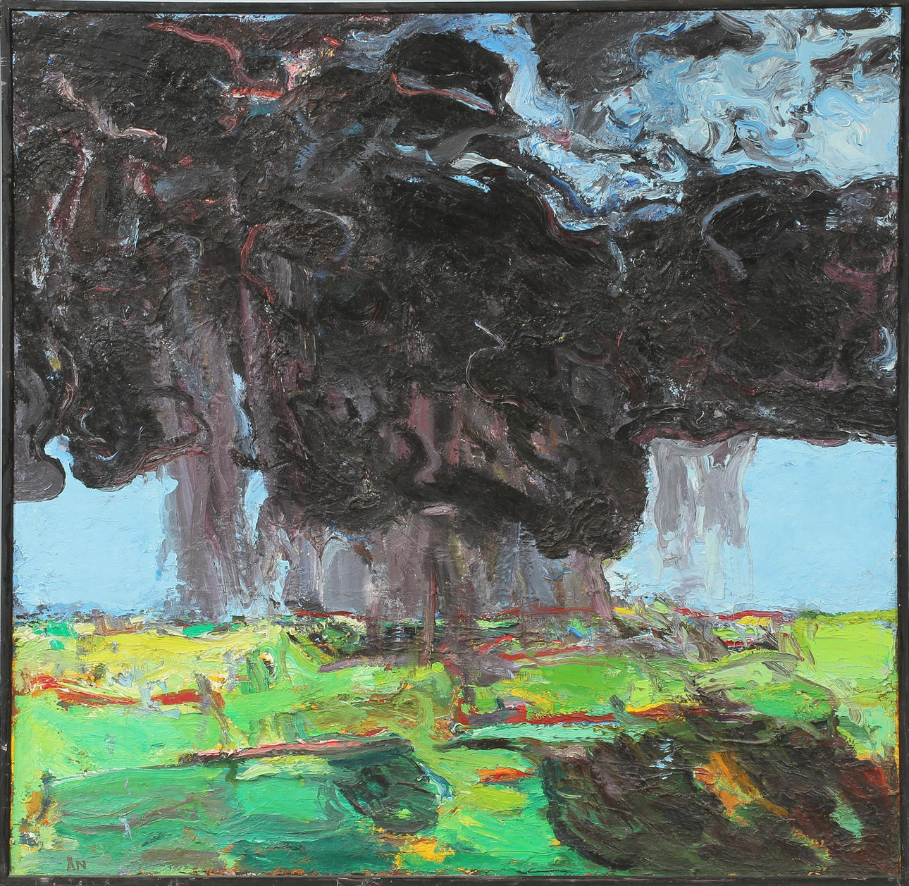 ÅKE NILSSON. Landskap, Olja på duk, monogramsignerad ÅN, signerad Åke Nilsson 1966 á tergo.