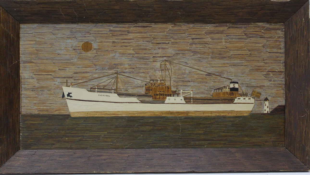 TÄNDSTICKSTAVLA skepp Sveajarl, monogramsignerad A K-G, daterad 1946.