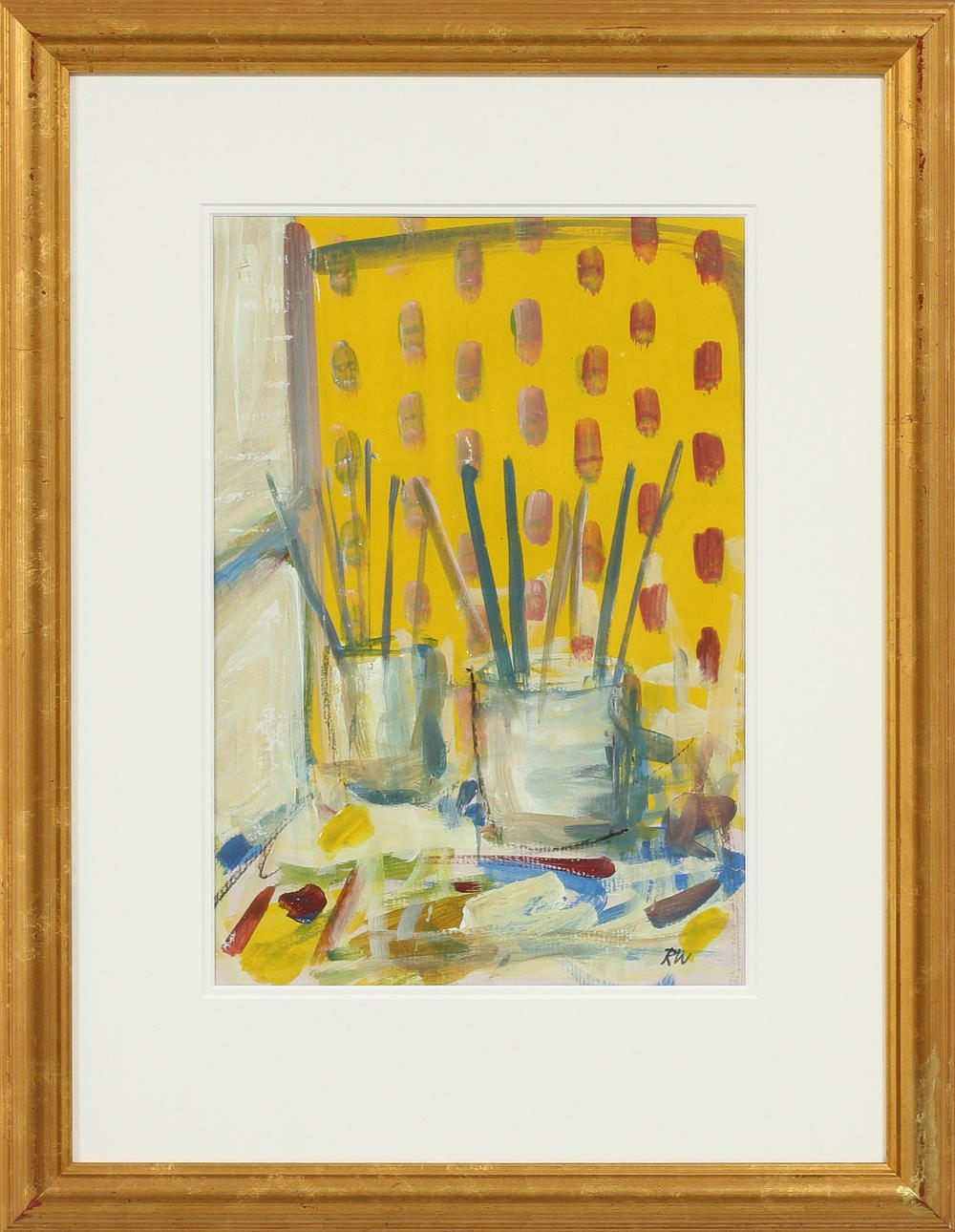 ROGER WIKHEIM. Gouache, monogramsignerad RW.