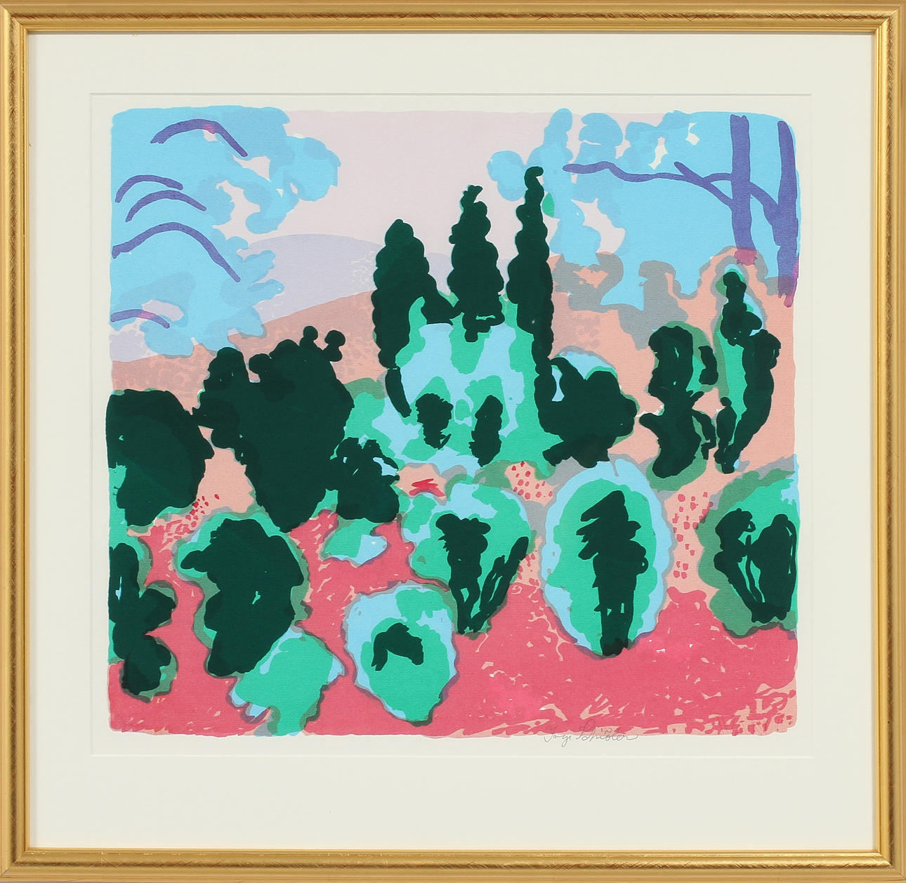 INGE SCHIÖLER. Färglitografi, signerad.