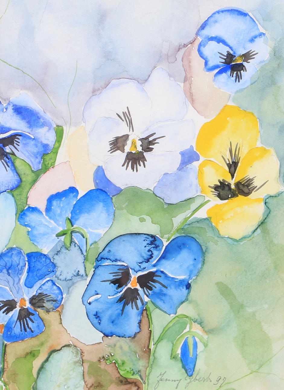 JENNY EGBERTS. Blumen, Aquarell, signiert.