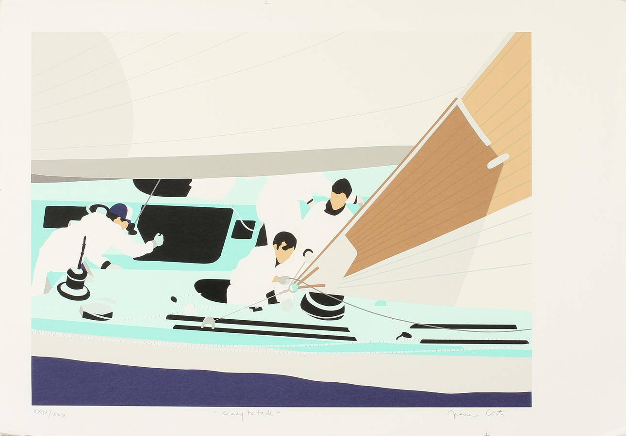 FRANCO COSTA. "Ready to tack" samt "Begin to point higher" Två färgserigrafier signerade och numrerade XXIV/XXX, samt 92/250.