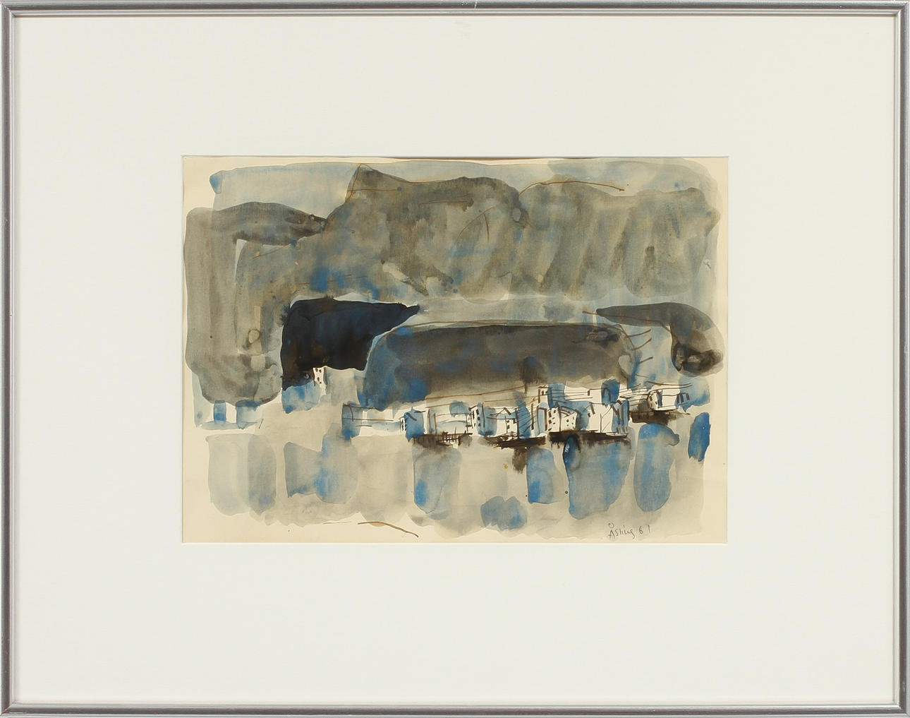 LENNART ÅSLING. "Svolvaer II". Akvarell, signerad och daterad 61.