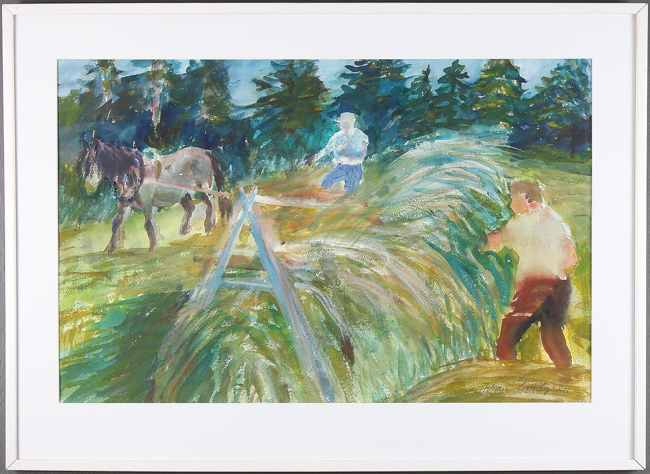 JOHAN LUNDGREN. Akvarell, signerad.