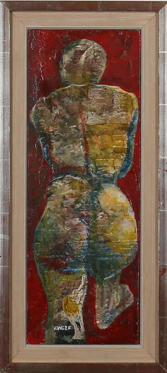 GEORG IVAN VINCZE. Naken kvinna bakifrån. Olja på pannå. Signerad Vincze.