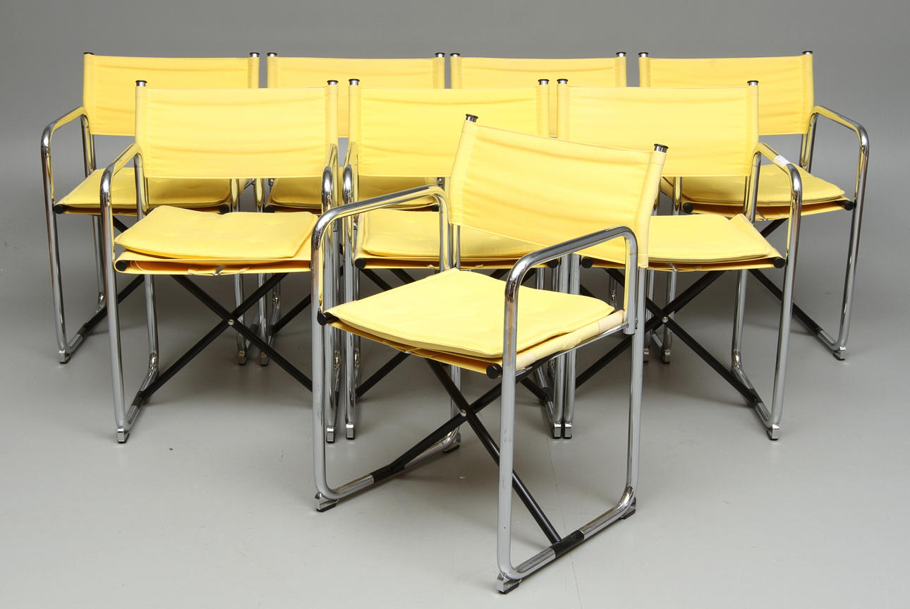 REGISSÖRSSTOLAR, 8 st, Börje Lindau och Bo Lindekrantz för Lammhults, 1900-talets andra hälft.