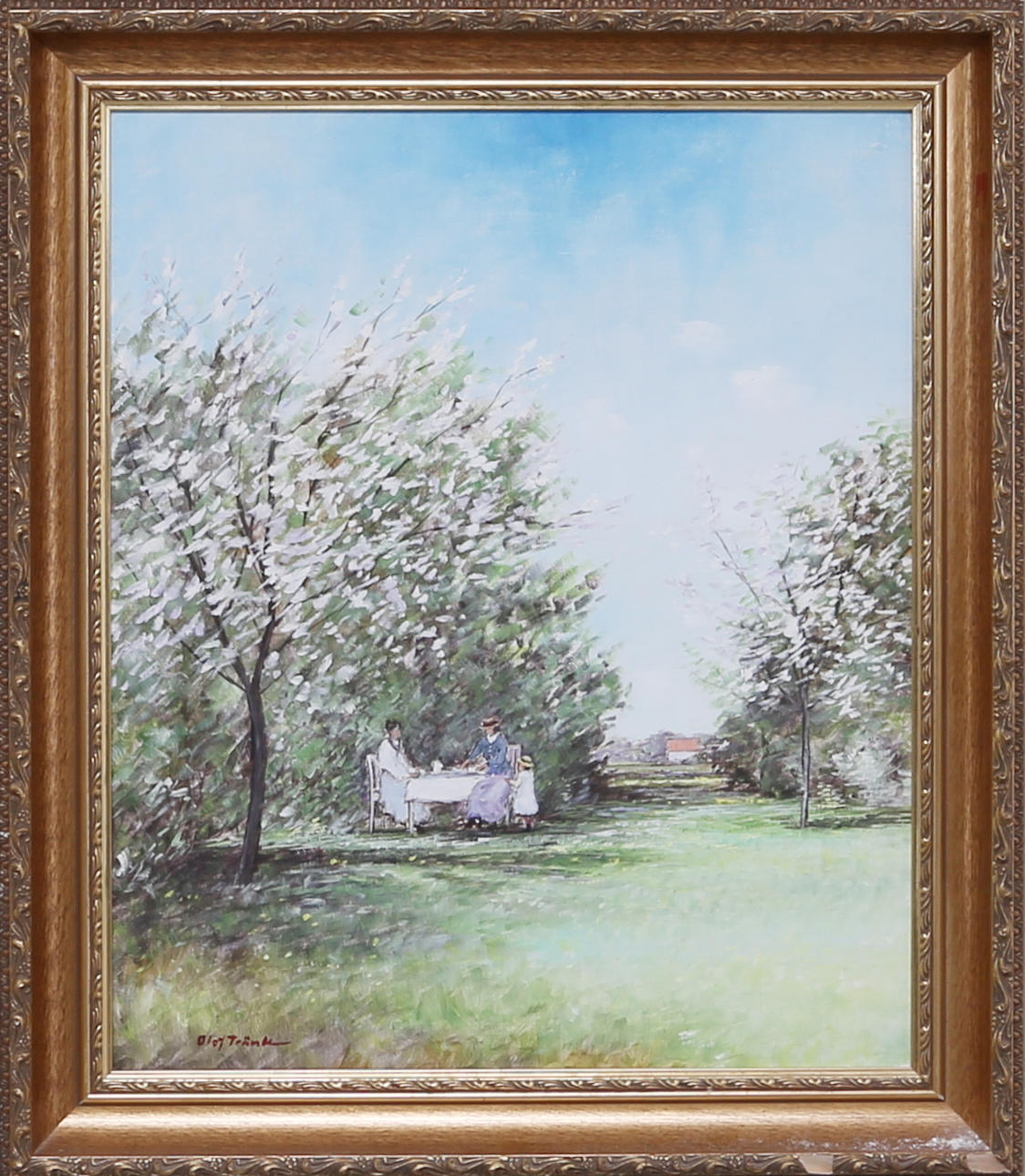 OLOF TRÄNK. "Blommande träd Öland", olja på duk, signerad Olof Tränk.