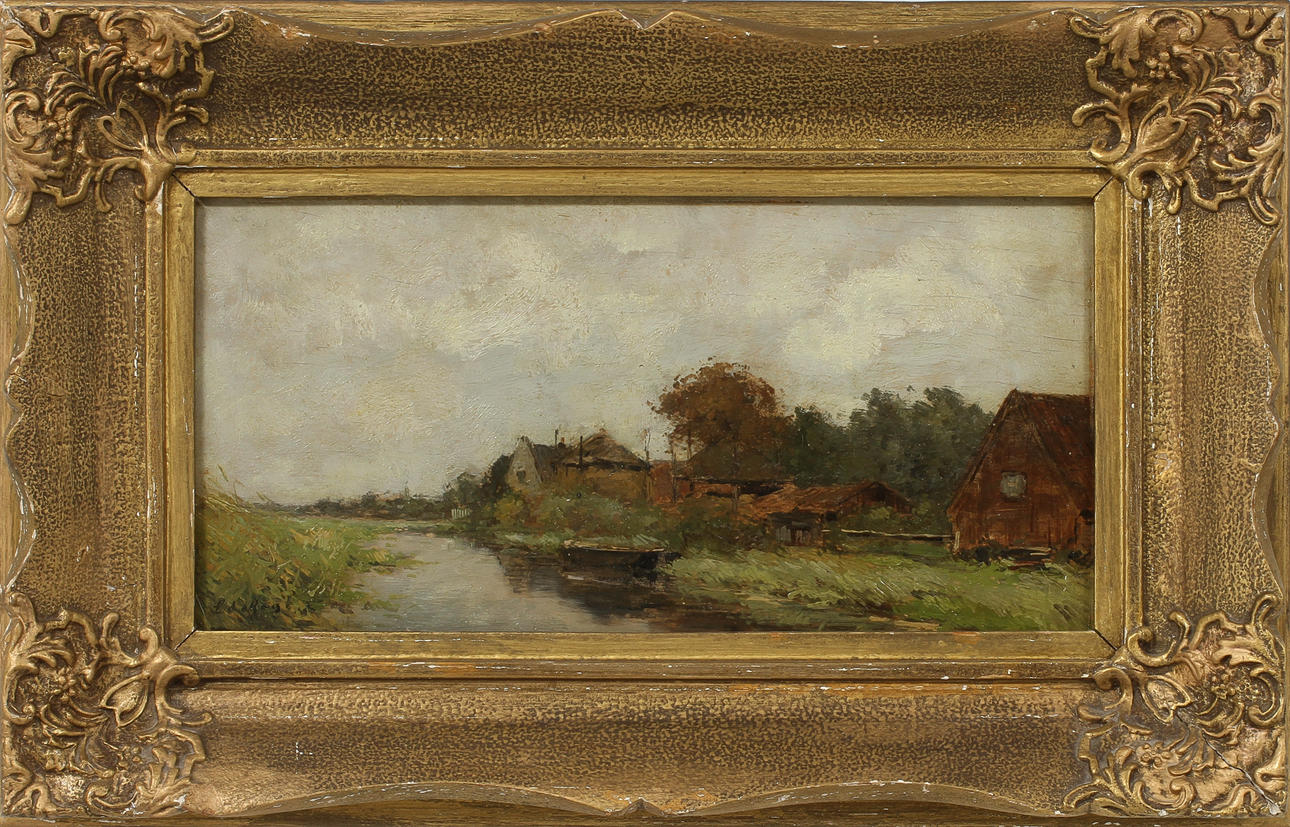 PIETER DE REGT. Landskap, Olja på pannå, sign.