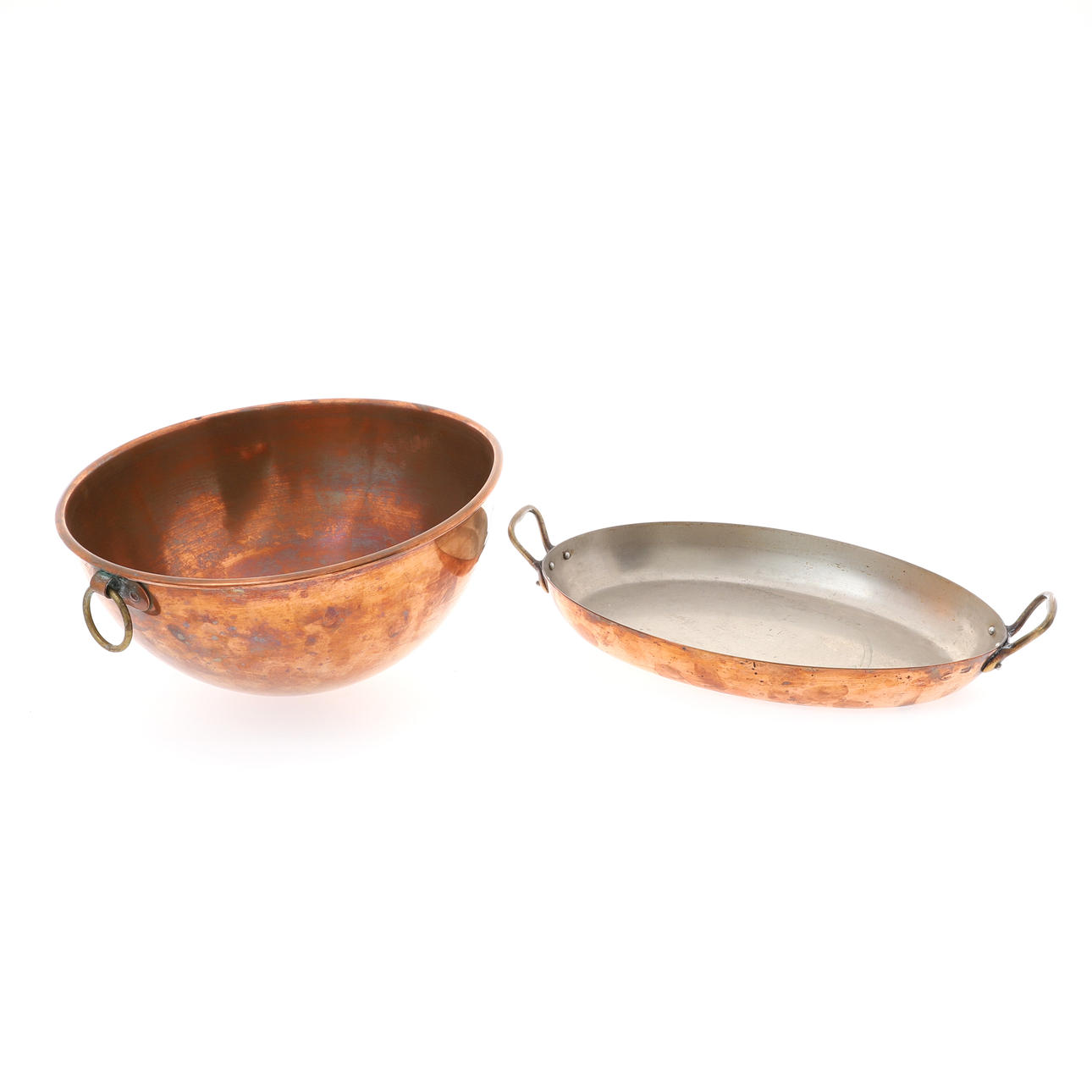 AN E.DEHILLERIN FRENCH OVAL COPPER SHALLOW PAN.