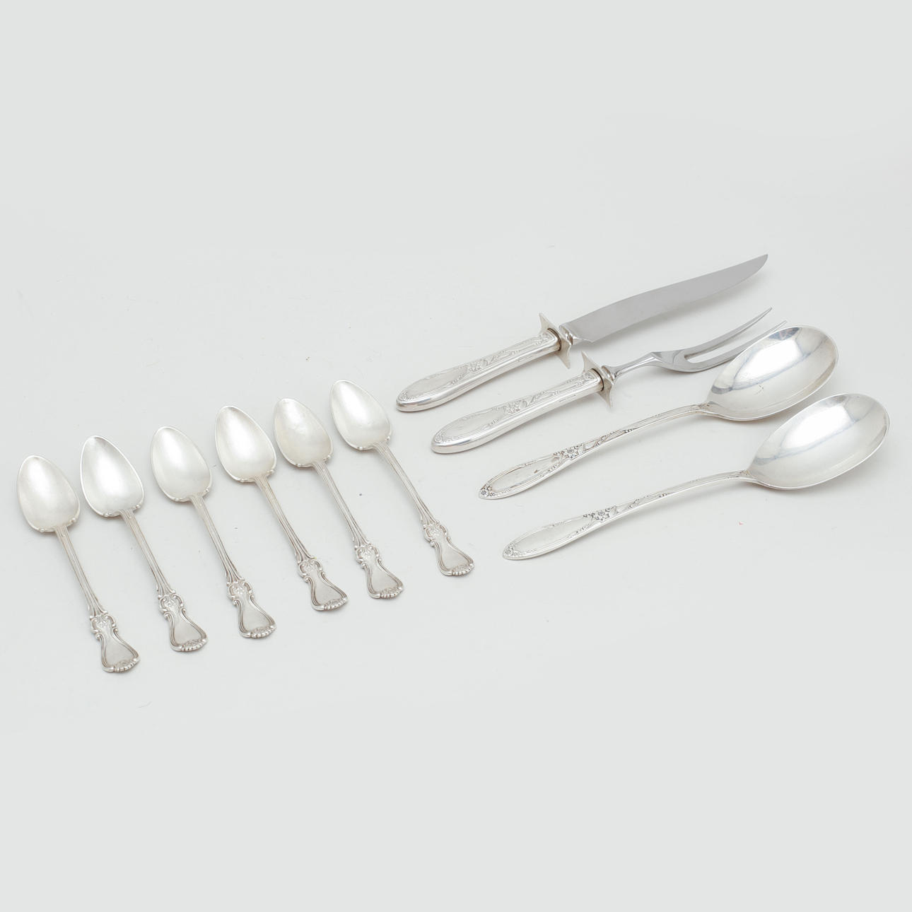 SILBERBESTECK, 10-teilig, ca. 430 Gramm.