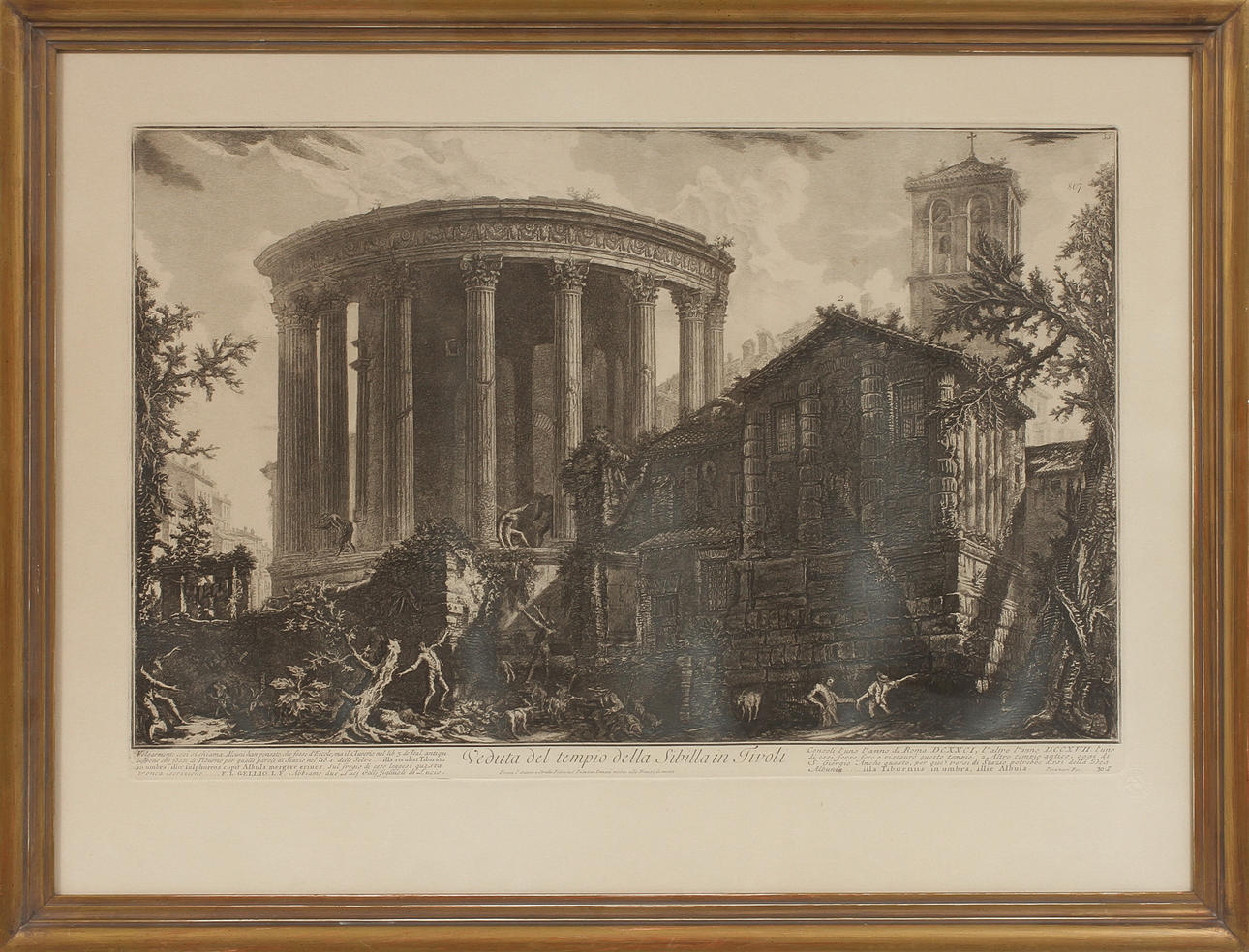 FRANCESCO PIRANESI, "Veduti del tempio della Sibillia un Tivoli", efter, etsning.