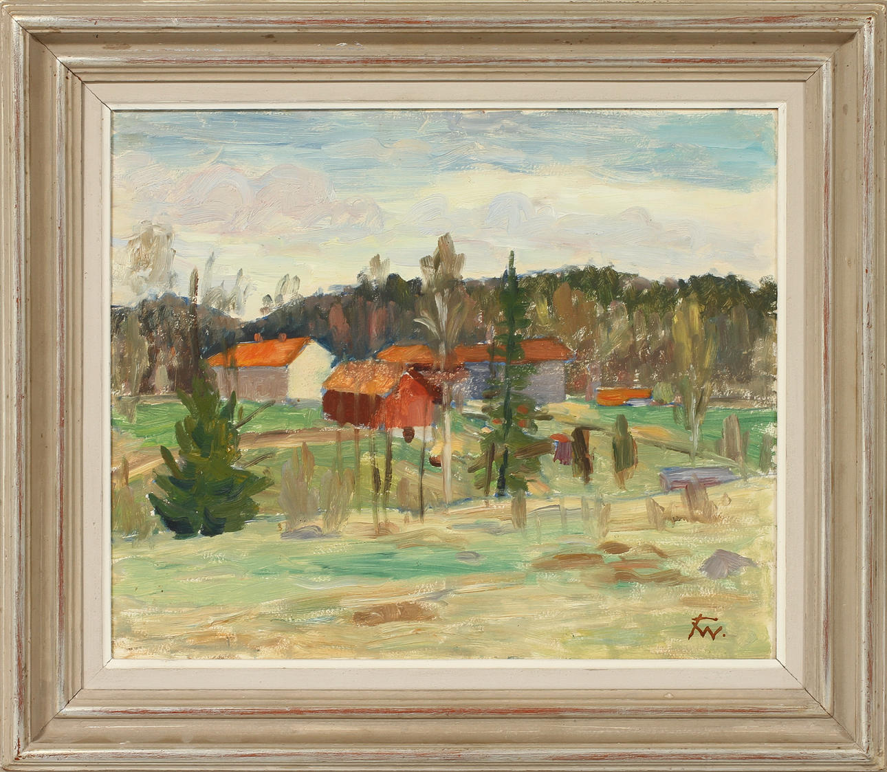 FILIP WAHLSTRÖM. "Skälläckeröds gård, Ljungskile" Olja på pannå, monogramsignerad FW.