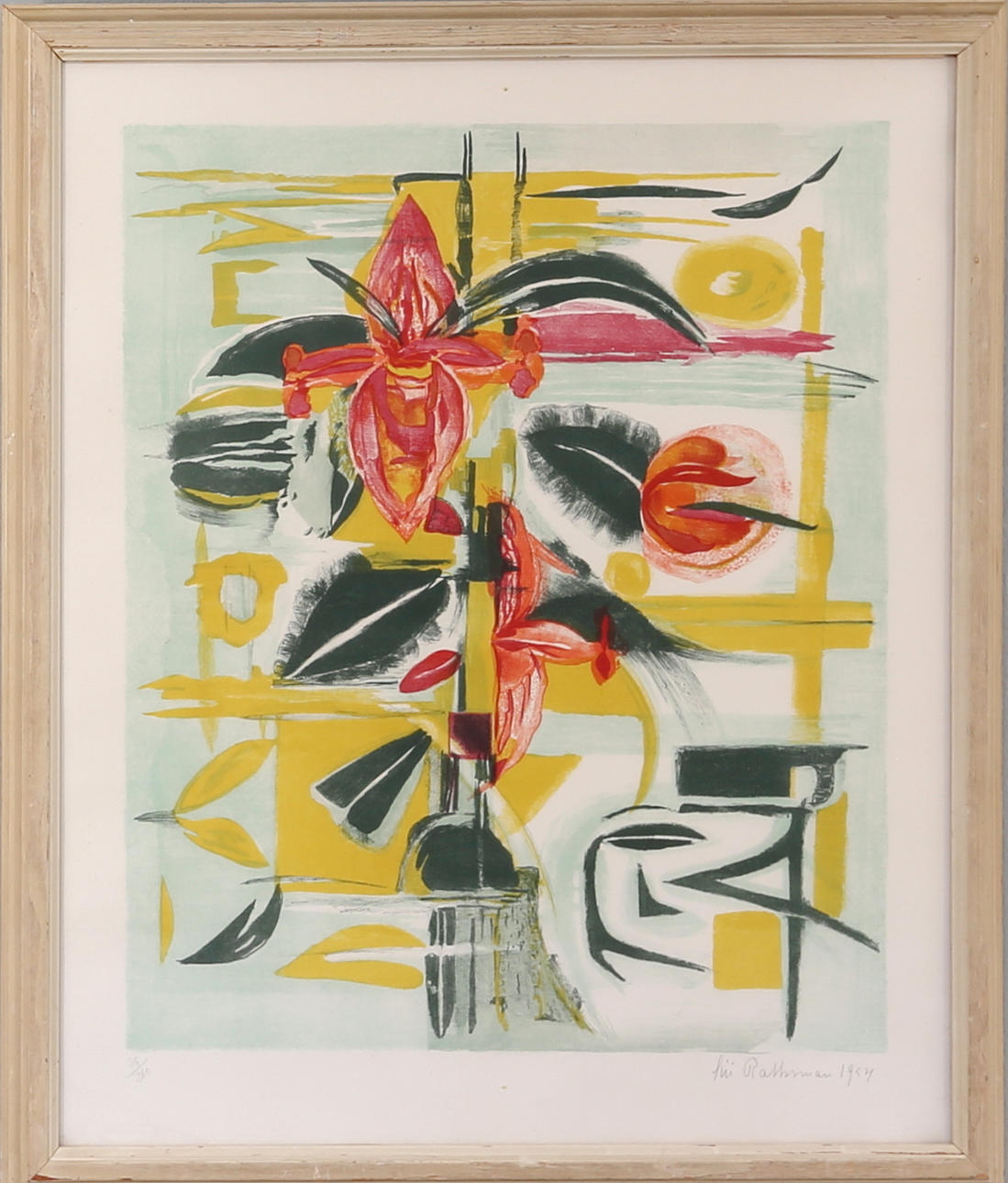 SIRI RATHSMAN. Litografi, signerad och daterad Siri Rathsman, n:o 76/260, 1954.