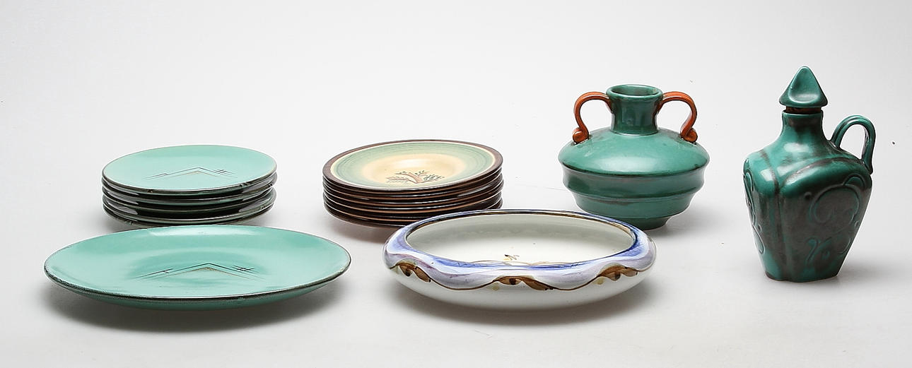 KERAMIKFÖREMÅL, 15 delar, Nittsjö, Rörstrand och Ekeby.