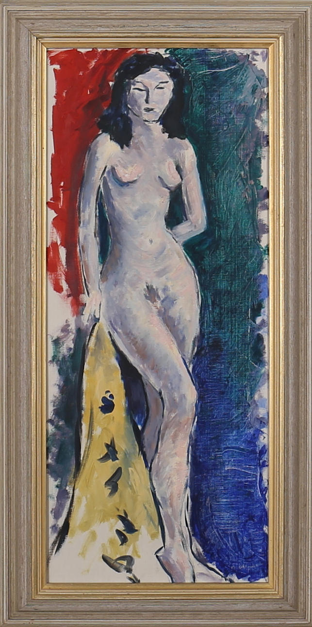 MAGNE ÖHQVIST. Modell. Olja på duk. Signerad M Öhlqvist.