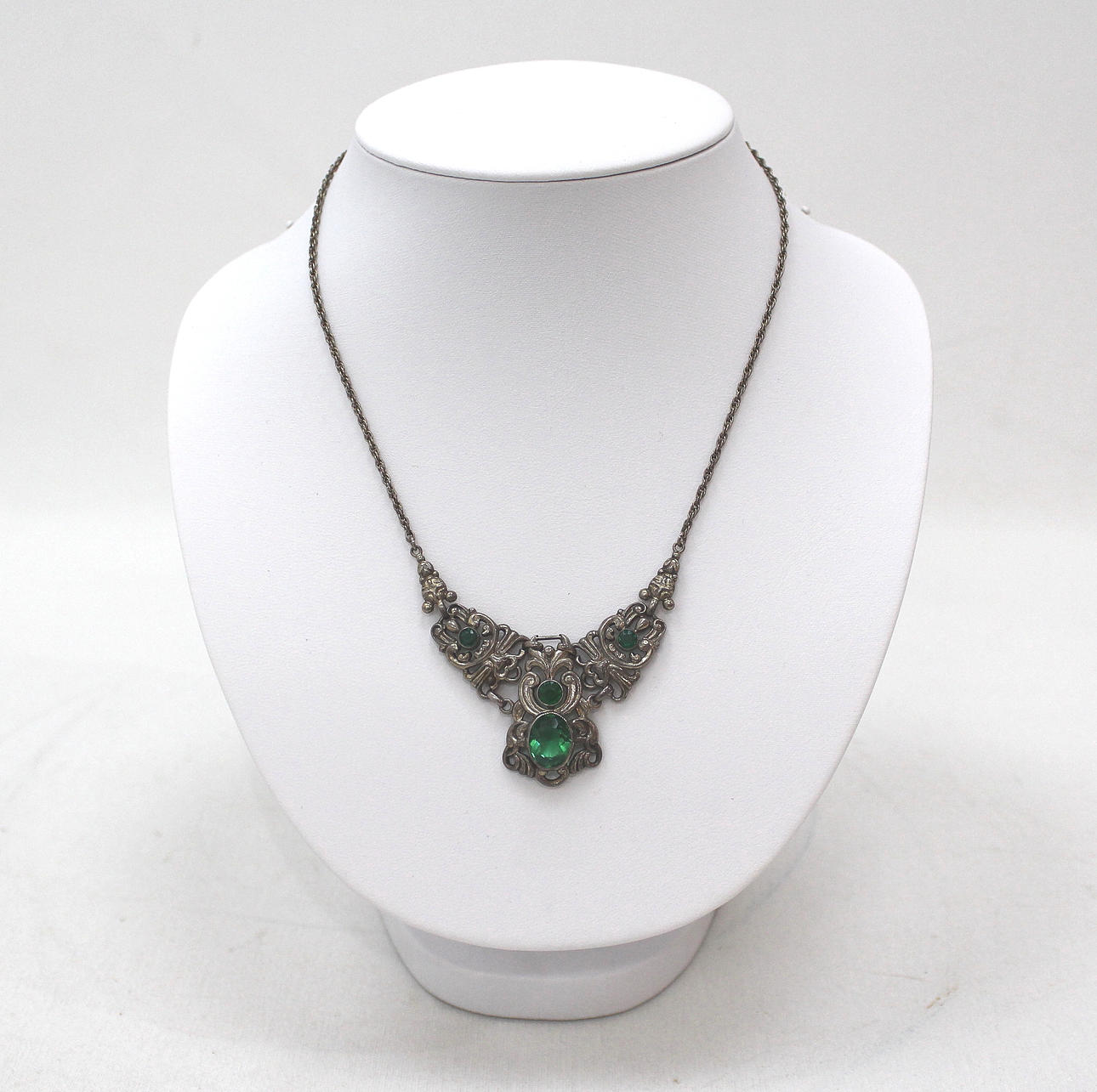 HALSBAND silver med stenar, 18/1900-tal.