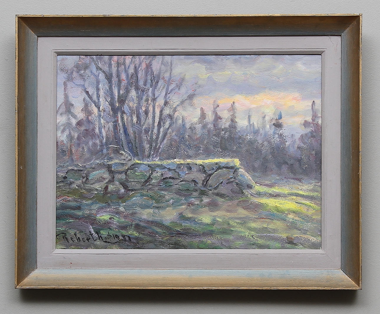 ROBERTH KARLSSON. Skogslandskap, olja på pannå, signerad och daterad 1981.