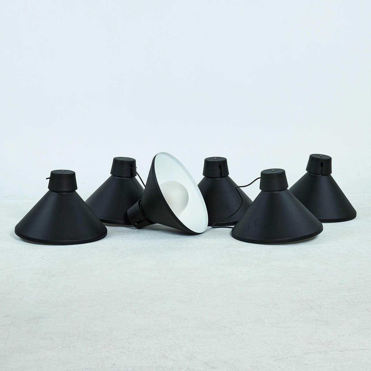 THOMAS BERNSTRAND. CEILING LAMP, 6 pcs., "Daikanyama wire" for ZERO, designed in 2013, black lacquered aluminum.