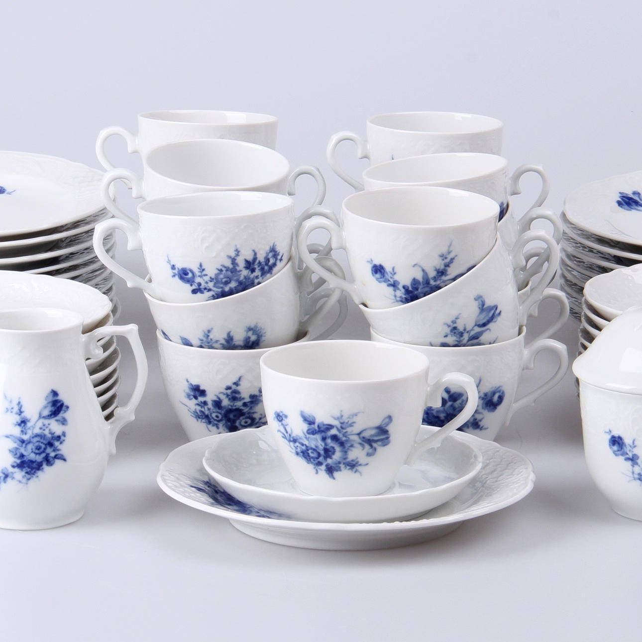 KAFFESERVIS, 59 delar, "Echt Cobalt", Schumann Arzberg, 1900-tal.