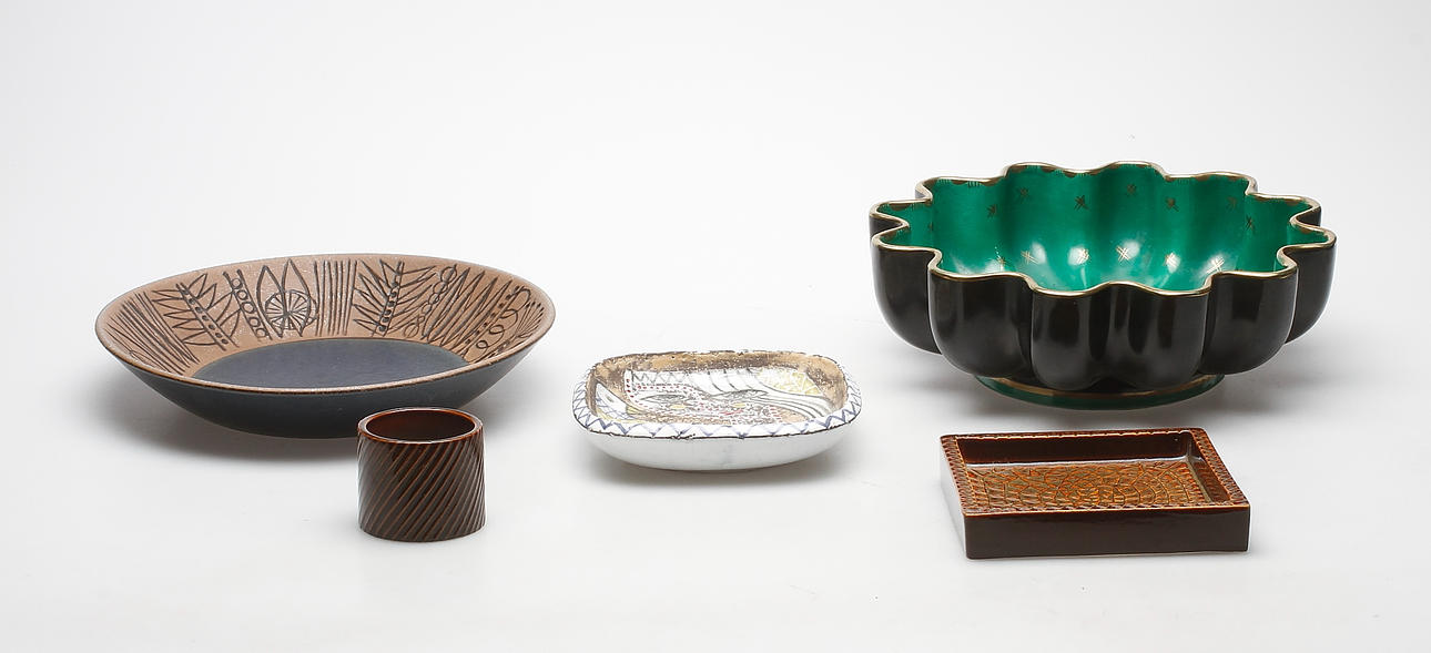 KERAMIK, 5 delar, Gustavsberg, Upsala Ekeby, Gefle.