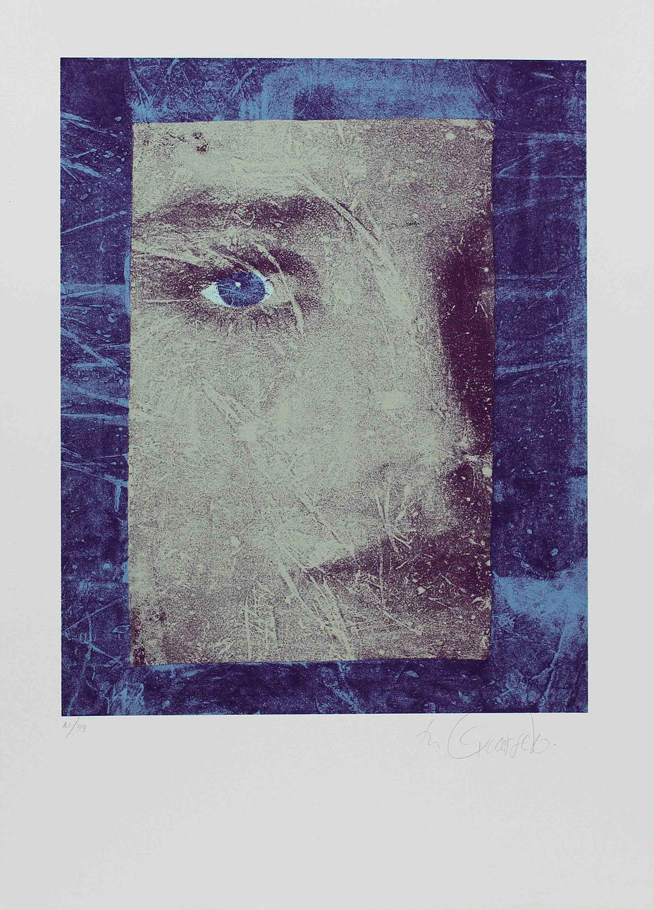 MIKAEL QVARSEBO. Porträtt. Färgserigrafi. Signerad M Qvarsebo. 81/99.