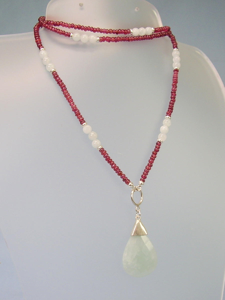 AQUAMARINE - RUBY NECKLACE HANDMADE UNIKAT.